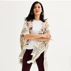 Nine West Chintz Floral Ruana